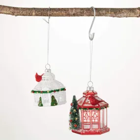 4.5"H and 3.5"H Sullivans Cardinal Birdhouse Ornaments - Set of 2, Multicolored Christmas Ornaments