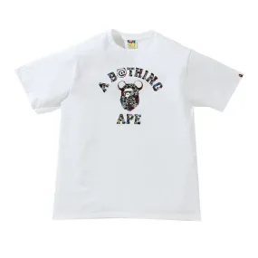 A Bathing Ape Bape x Bearbrick Camo Bear College Tee White