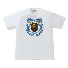 A Bathing Ape Bape x Medicom Toy Bearbrick Camo Bear Busy Works Tee White Blue