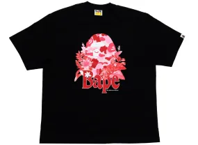 A Bathing Ape Floral Big Ape Head Tee in Black