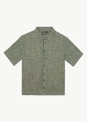 AFENDS Mens Base - Short Sleeve Shirt - Deep Green Check