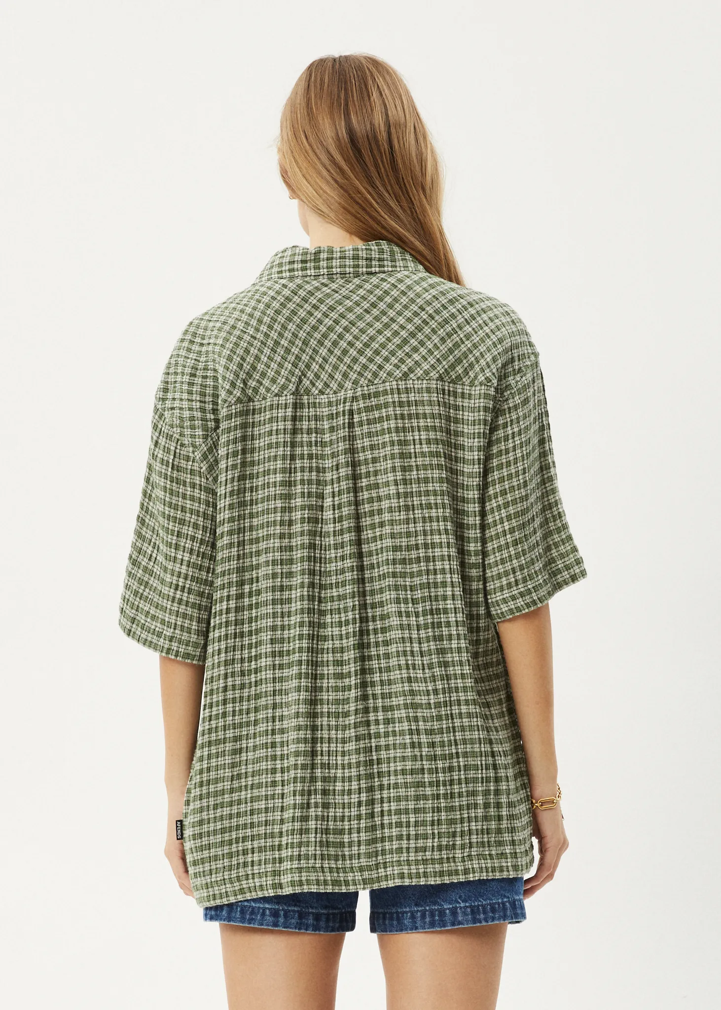 AFENDS Mens Base - Short Sleeve Shirt - Deep Green Check