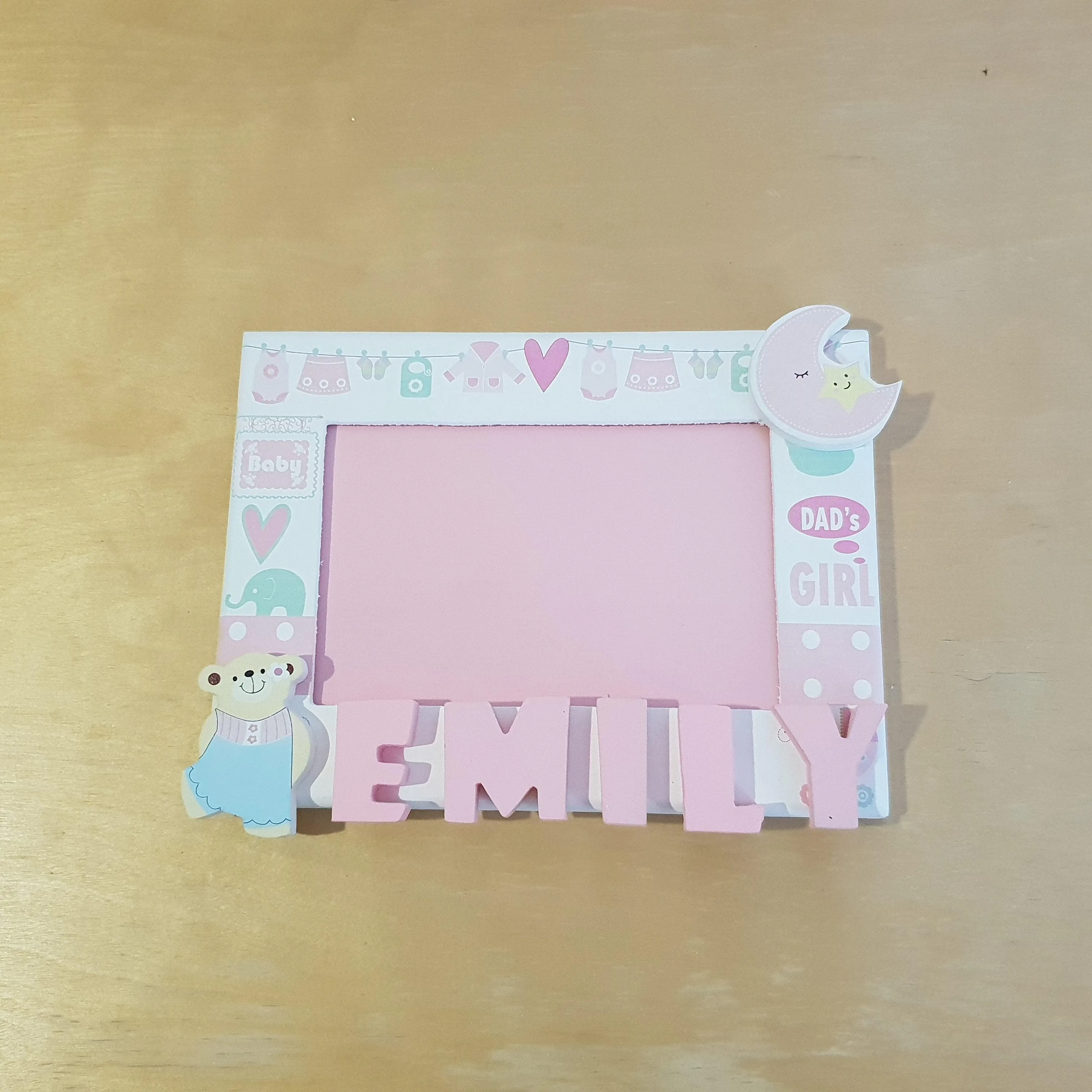 C&F Wooden Baby Girl Photo Frame Name Plate