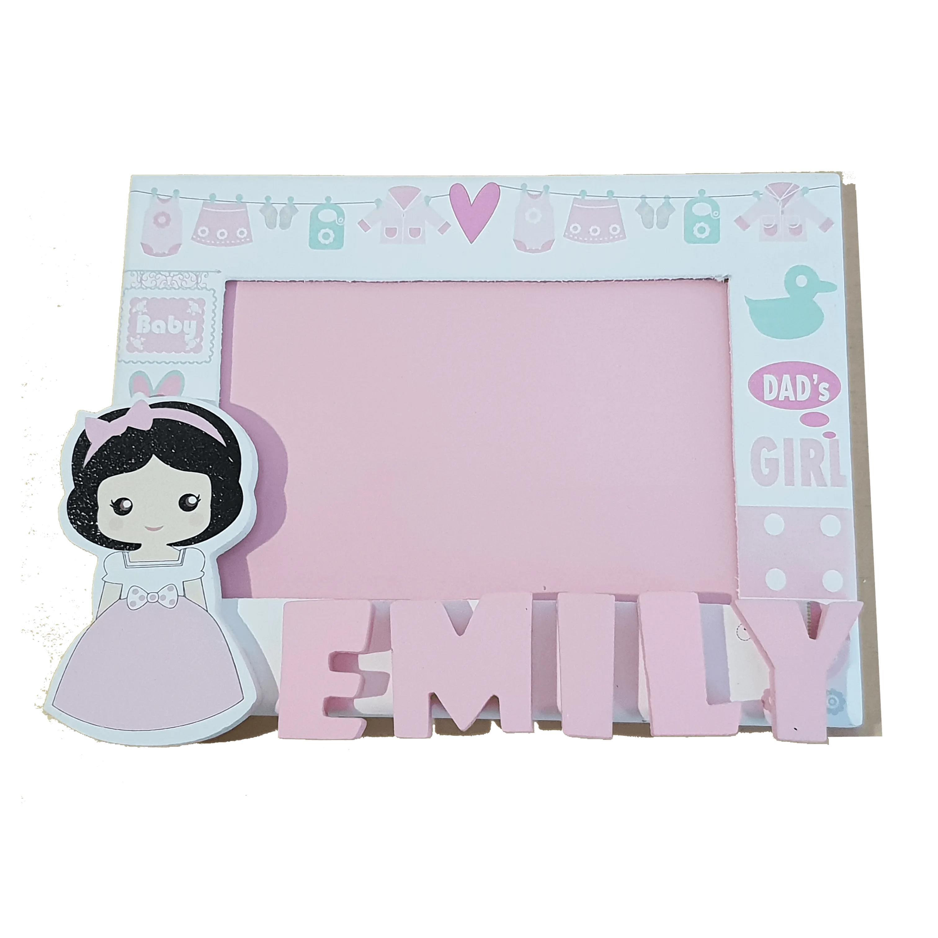 C&F Wooden Baby Girl Photo Frame Name Plate