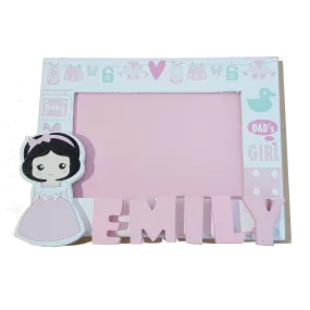 C&F Wooden Baby Girl Photo Frame Name Plate