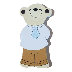 C&F Wooden Papa Bear Character - Blue Tie