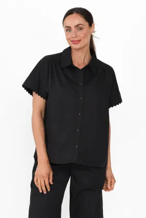 Doris Black Cotton Pyjama Shirt