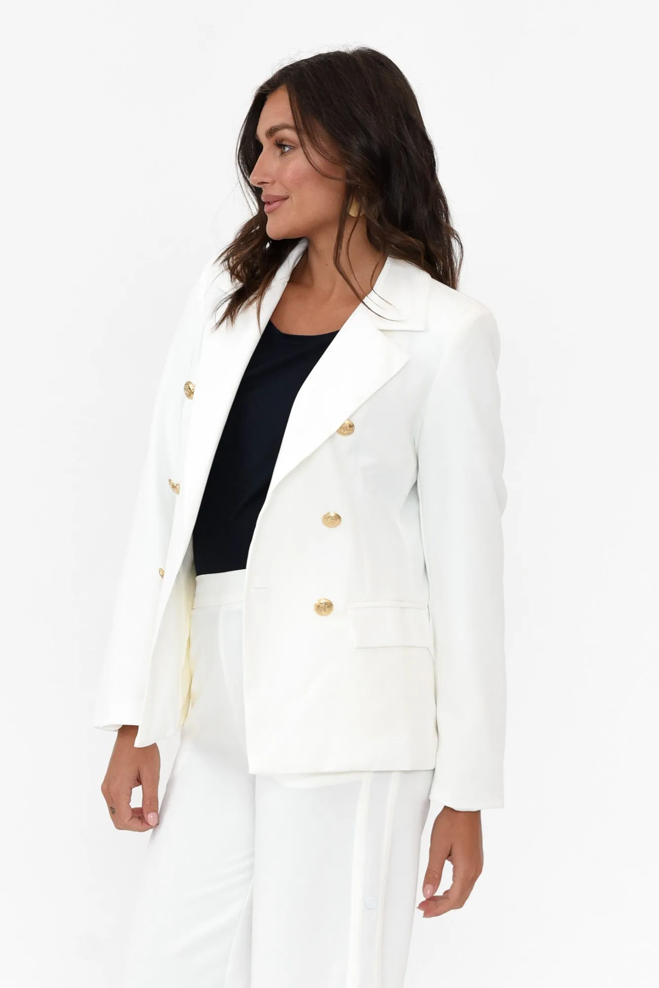 Feena White Double Breasted Blazer