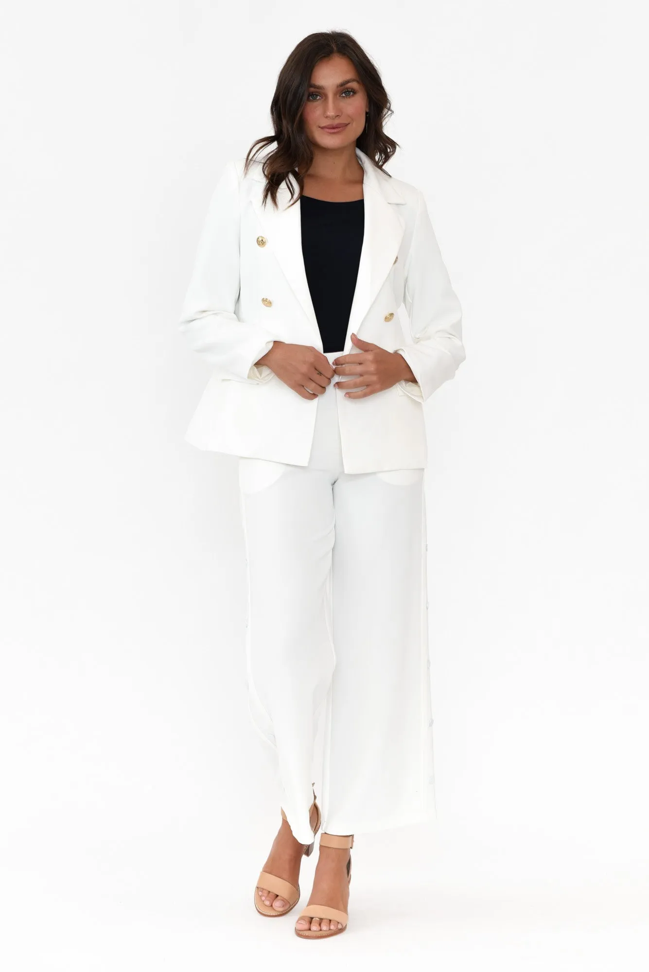 Feena White Double Breasted Blazer