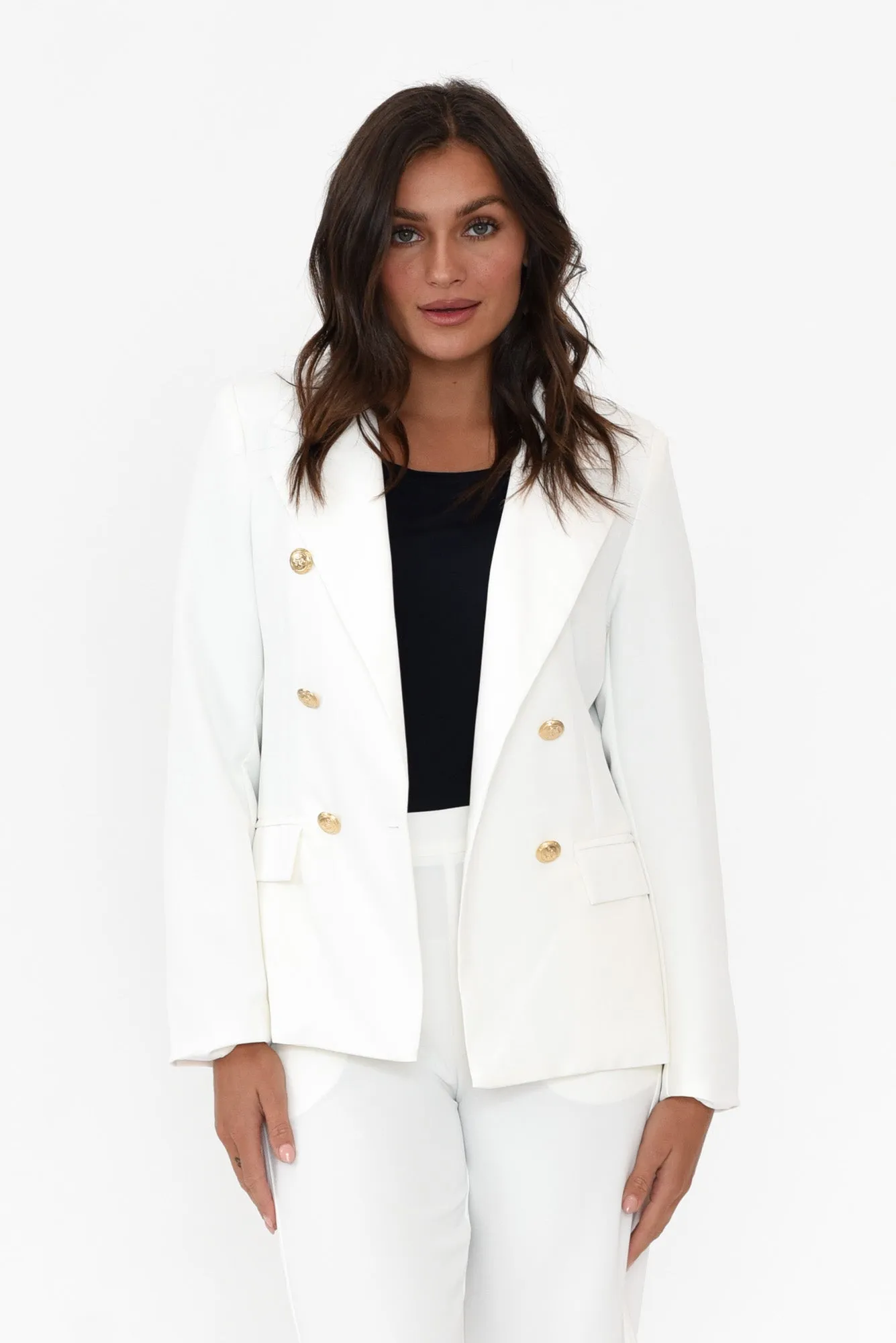 Feena White Double Breasted Blazer