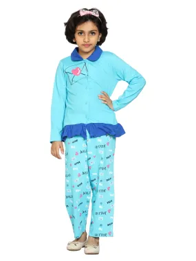 Girl's Printed Collar Shirt & AOP Pant Set