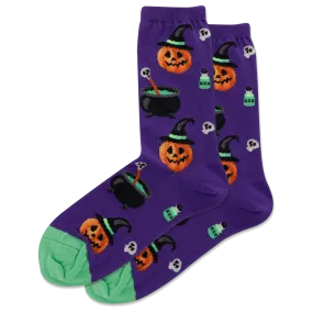 HOTSOX Women's Witch Pumpkin Crew Socks