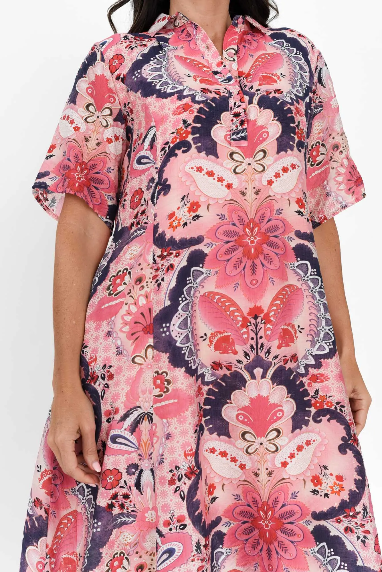 Jaime Pink Paisley Midi Dress