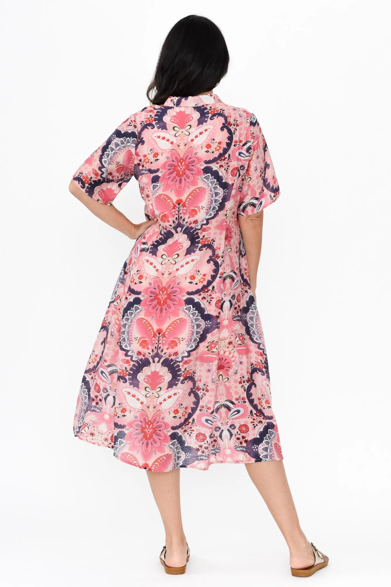 Jaime Pink Paisley Midi Dress