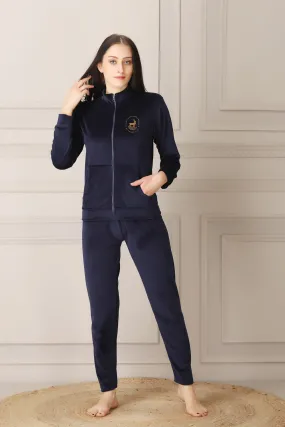 Navy Blue Super Soft Velvet Track suit