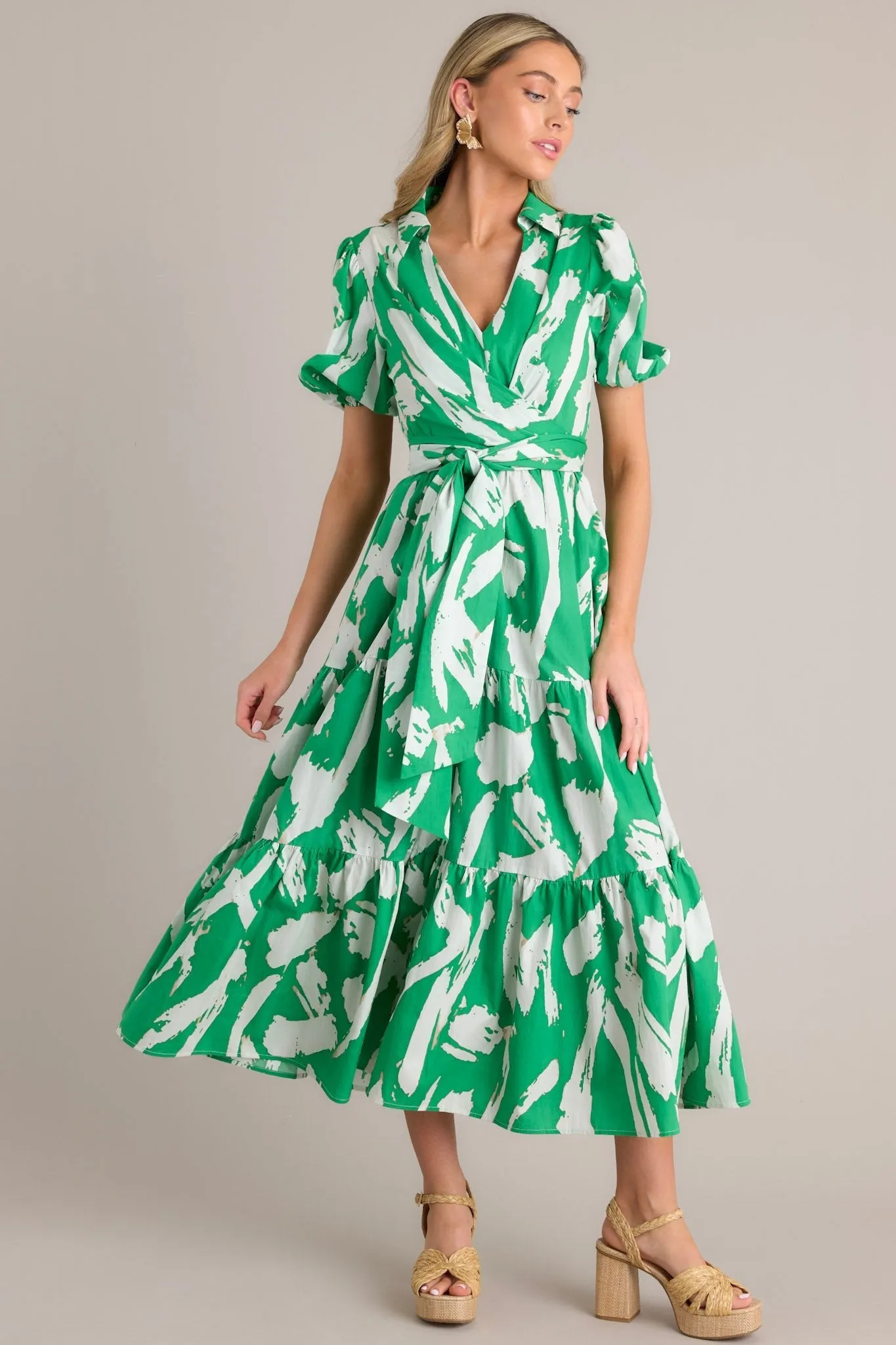 Not Just Anyone Kelly Green Abstract Print Maxi Dress