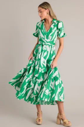 Not Just Anyone Kelly Green Abstract Print Maxi Dress