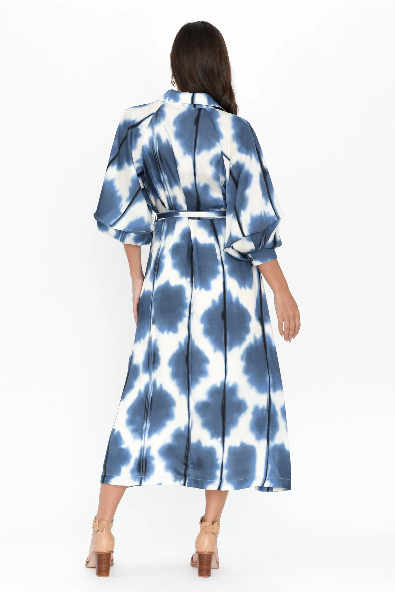 Obi Navy Spot Tie Dress