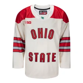 Ohio State Buckeyes Exclusive Pro Sports Cream Hockey Jersey