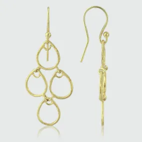 Palermo Brushed Yellow Gold Art Deco Earrings