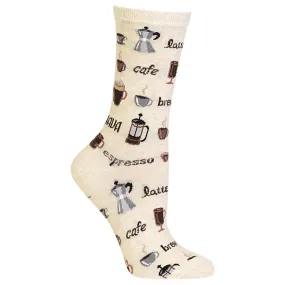 "Coffee" Cotton Dress Crew Socks by Hot Sox