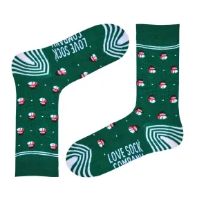 Snowman Christmas Novelty Crew Socks Green (W)