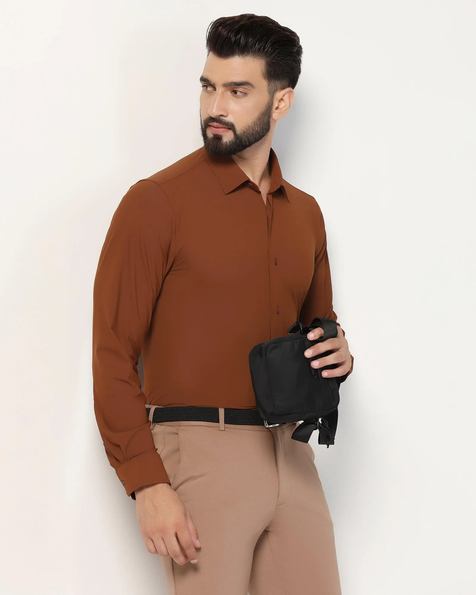 TechPro Formal Rust Solid Shirt - Zabka