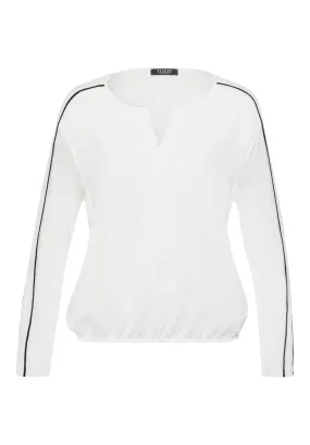 Tuzzi White TShirt With Black Accent