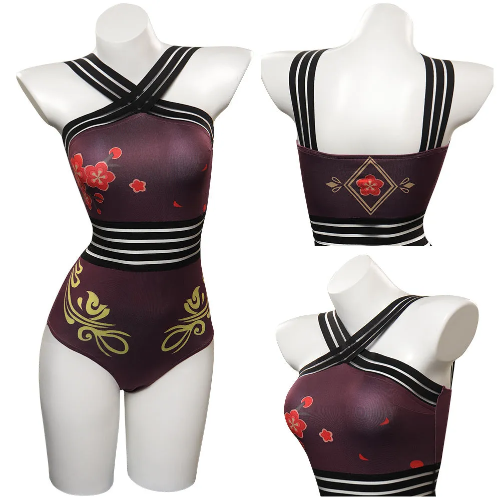 VeeGet Genshin Impact HUTAO Original Design Cosplay Costume Jumpsuit One Piece Swimwears