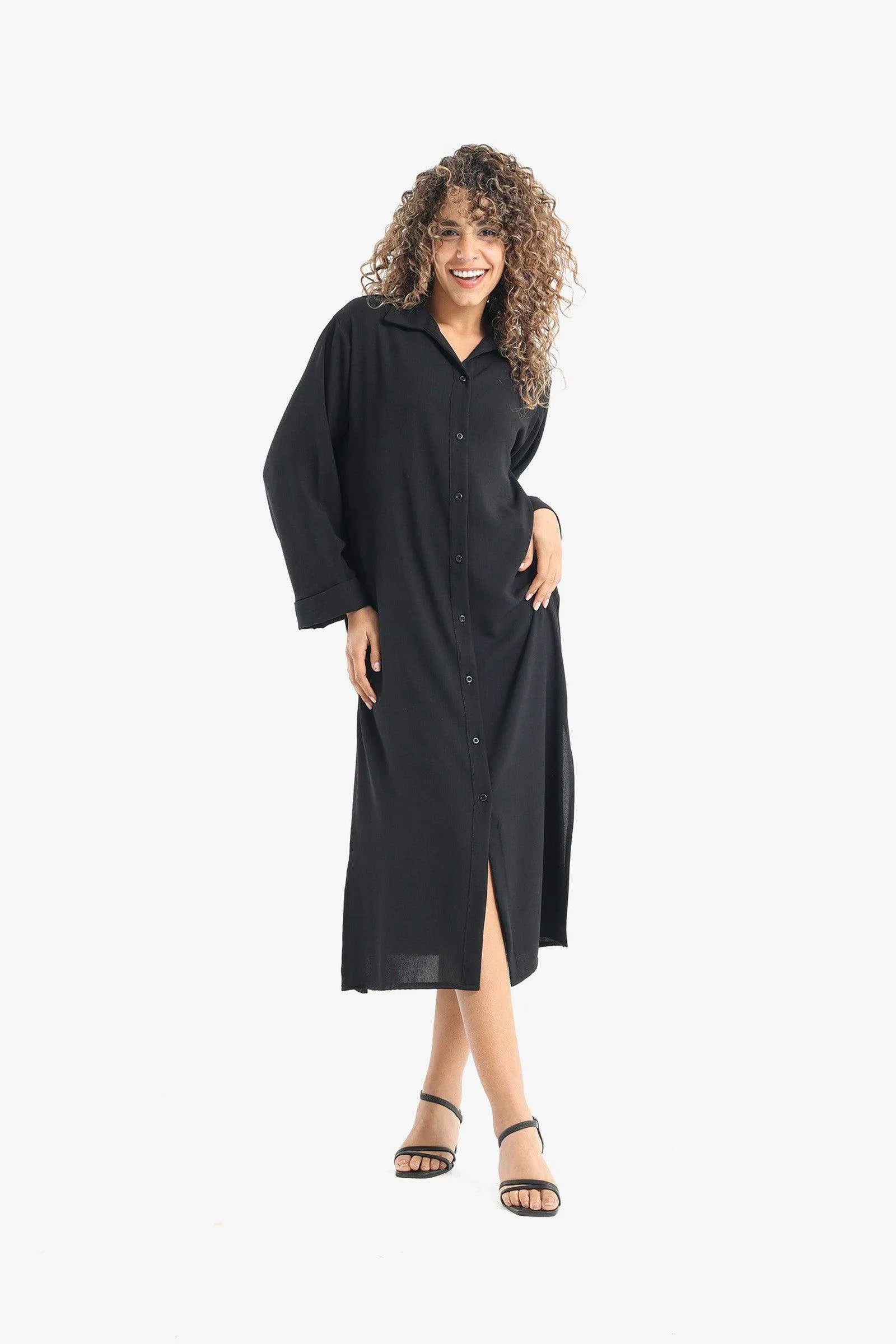 Voile Solid Shirt Dress